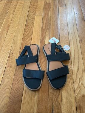 Lucky Brand Black Two-Strap Slingback Sandals